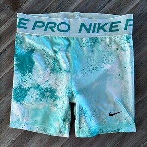 Nike Pro Dri-FIT  Green Paint Splattered Youth Biker Shorts